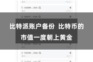 比特派账户备份  比特币的市值一度朝上黄金